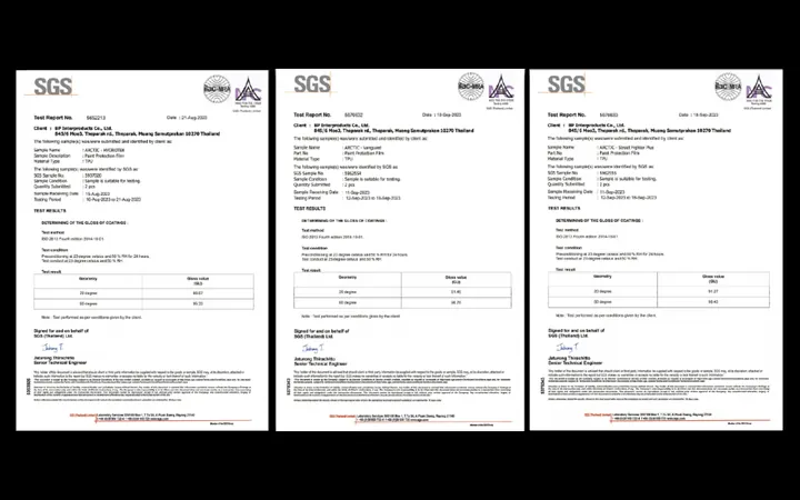 รายงานผลทดสอบ SGS ฟิล์ม ARCTIC 3 ฉบับ